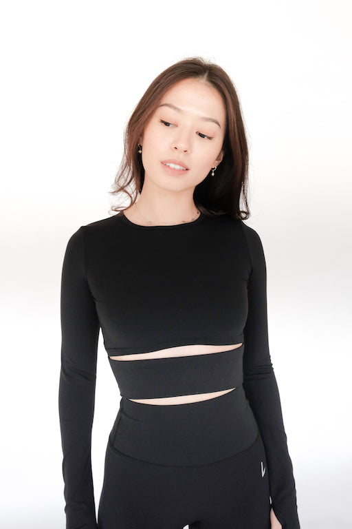Purpose Recycle Long Sleeve Cutout Top